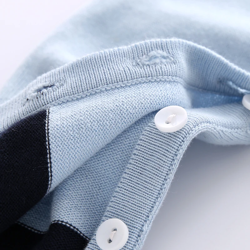 2018 весенний вязаный комбинезон для мальчиков 100% хлопок синий джемпер с длинными