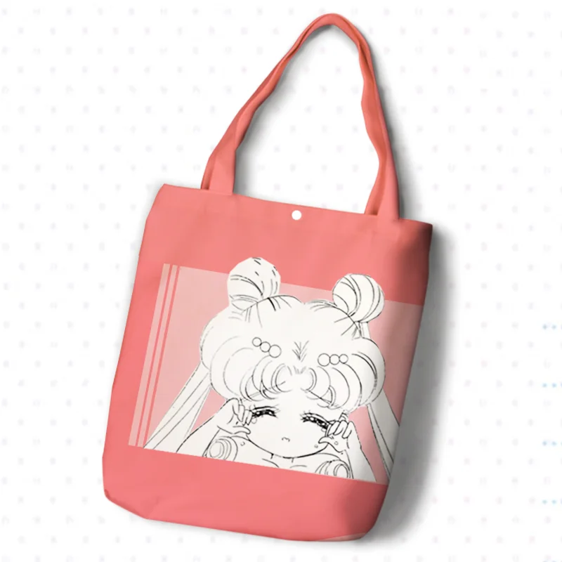 

Sailor Moon Cartoon Student Printed Canvas Recy Shopping Bag Large Capacity Customize Tote Fashion Ladies Casual Shoulder Bags