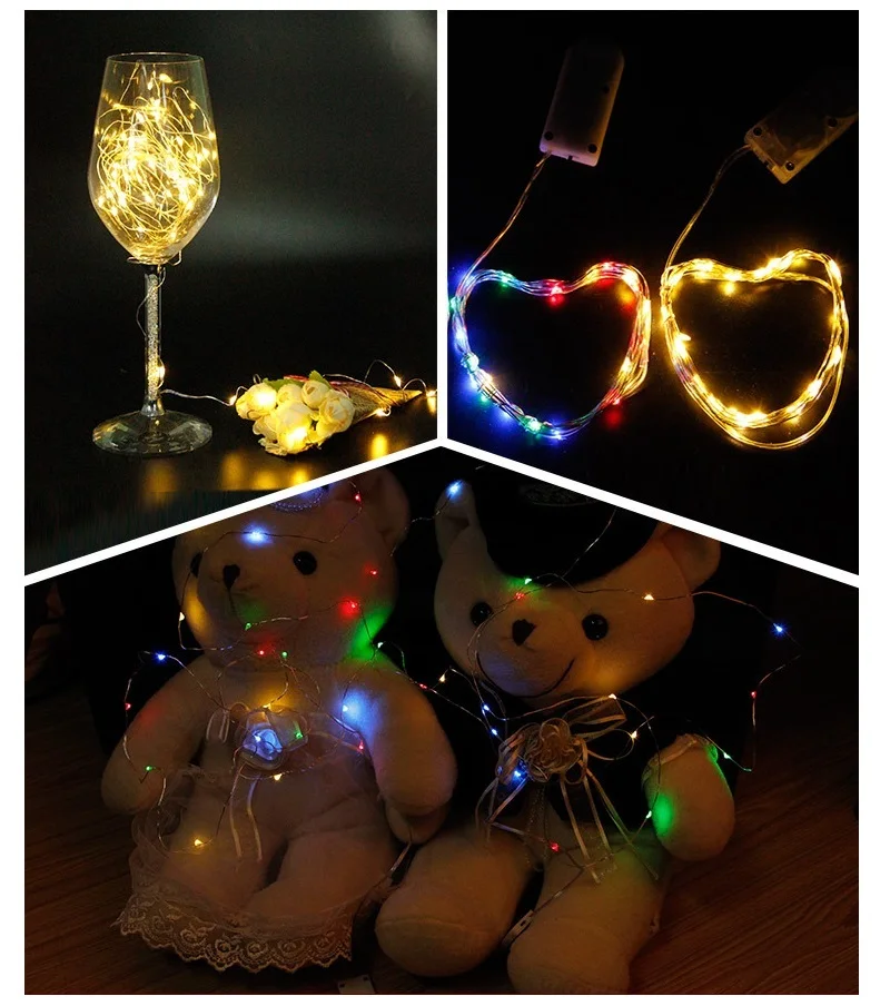 Медные светодиодные сказочные огни (20 шт./лот) 2 м 3 5 светодиоды CR2032 светодиодная