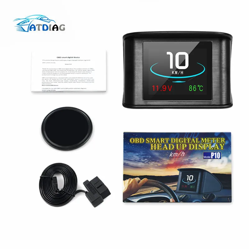 P10 HUD Автомобильный бортовой компьютер Автомобильный цифровой gps OBD вождения головы вверх дисплей Спидометр охлаждающей жидкости температура диагностический инструмент