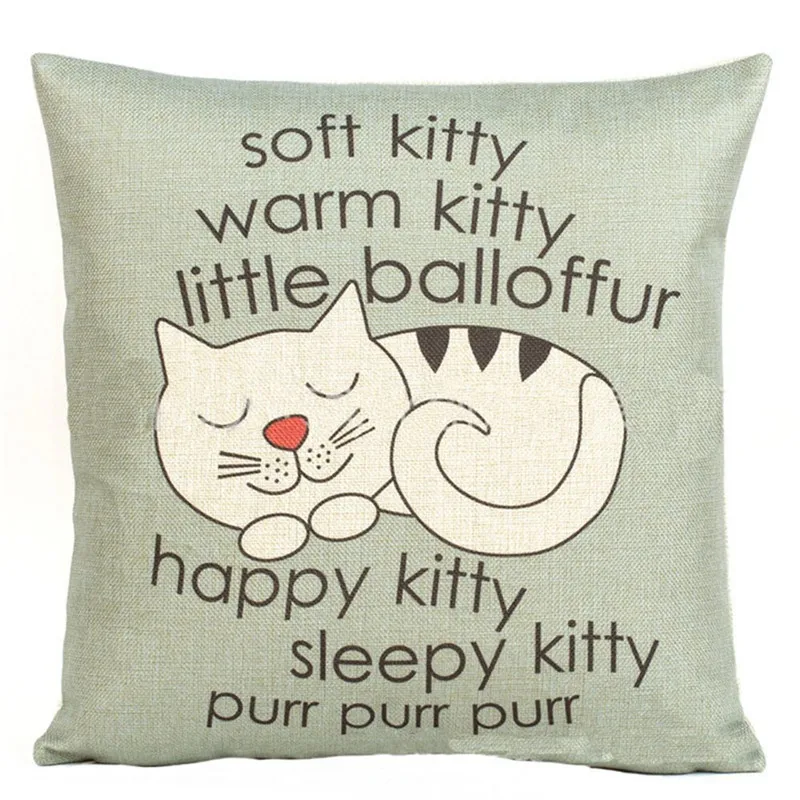 Подушка Happy Sleepy Kitty с принтом кошки диванные подушки декоративный подарок 18x18