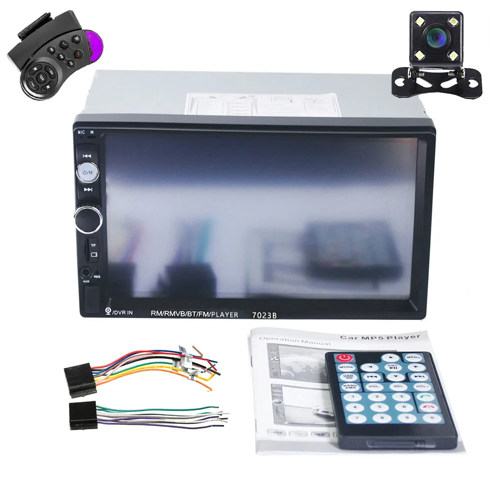 With 4 LED Camera Hikity Универсальный 7023B Автомобильный мультимедийный плеер авторадио 2din стерео " сенсорный экран видео MP5 плеер Авто Радио резервная камера - Цвет: With 4 LED Camera