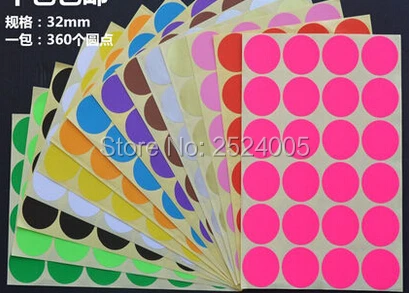 

Free shipping dia.3.2cm 360pcs a lot colorful round blank paper stickers/gift packing label/price tag/DIY blank sticker/logo