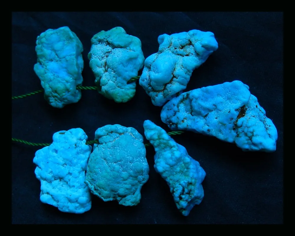 Распродажа 7 шт. бирюзовое ожерелье Nugget, 29x15x7 мм, 25x10x6 мм, 22,3 г кусочки природного камня бирюзовый кулон