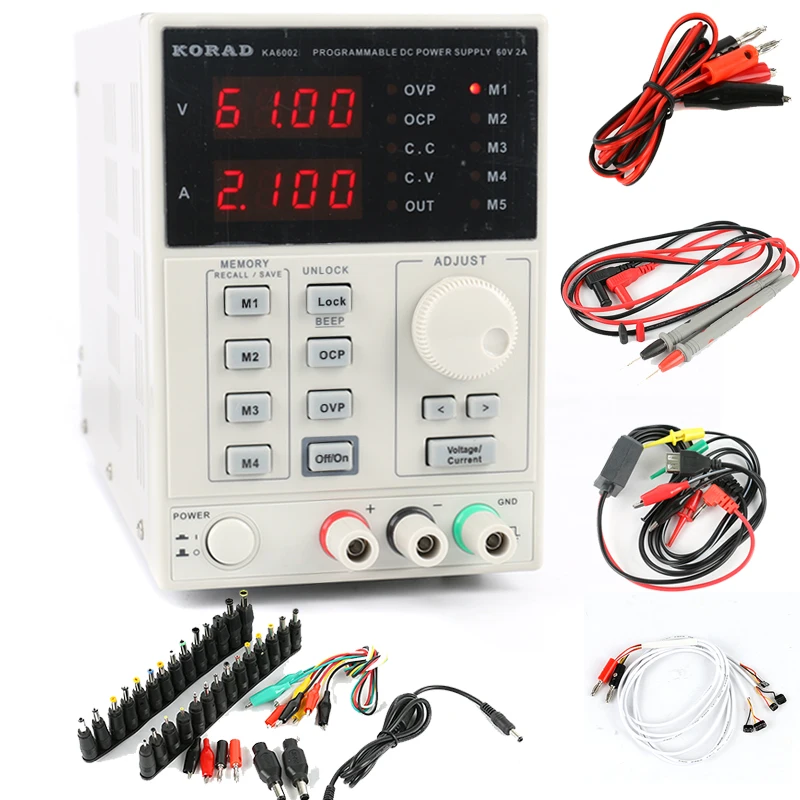 

KORAD KA6002D Precision Adjustable Digital Programmable Laboratory Switch DC Power Supply 60V 2A 4Ps MA + AC DC Jack Repair Kit