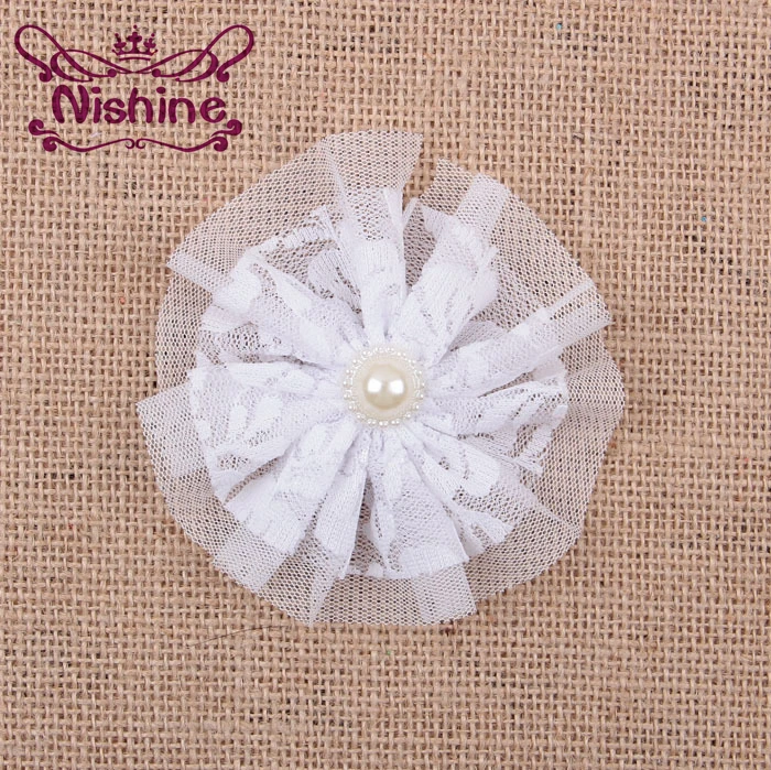 Nishine 50 шт 4 &quotFlatback кружева цветок для DIY девочек заколки волос Дети Головные уборы