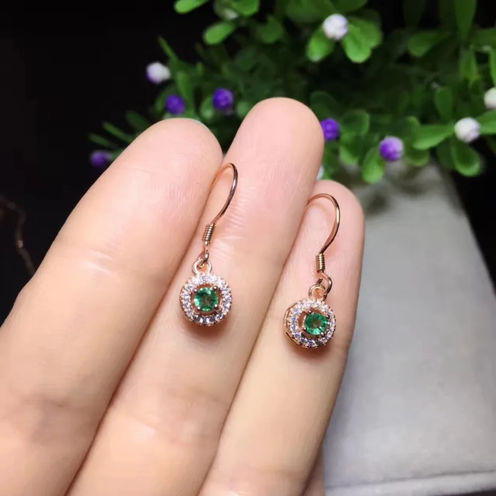 2017 Rushed Qi Xuan_Fashion Jewelry_Colombia Green Stone Round Earrings_Rose Gold Color Earrings_Factory прямые продажи|green