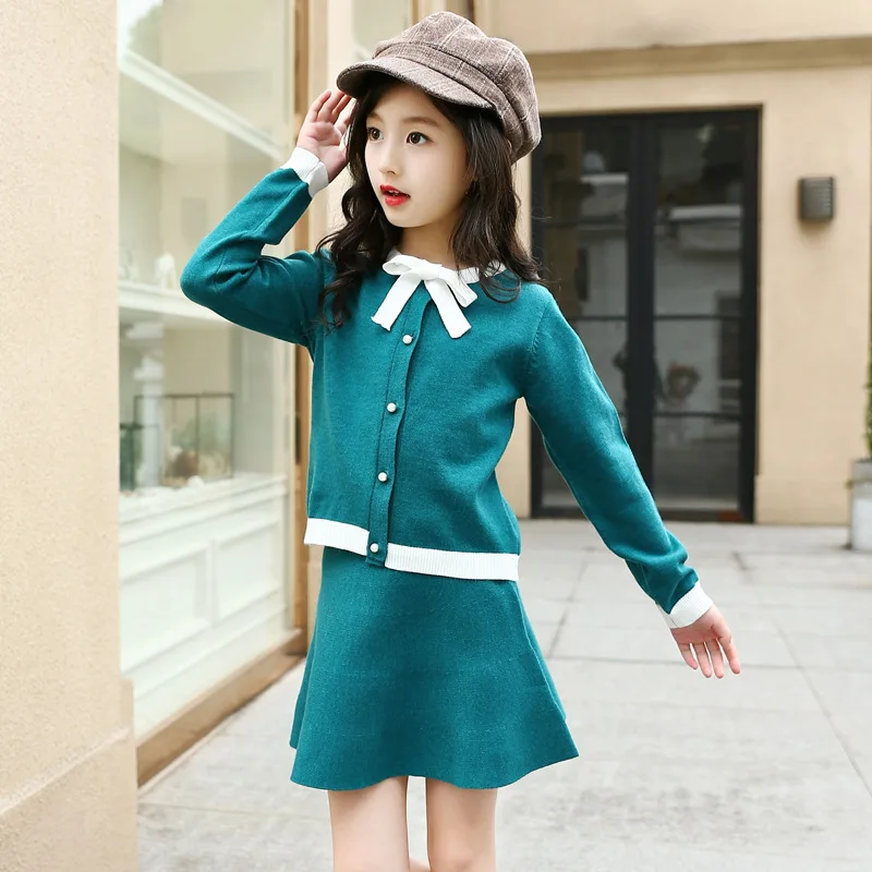 Комплекты со свитером для девочек Детский Школьный костюм весенне Осенняя