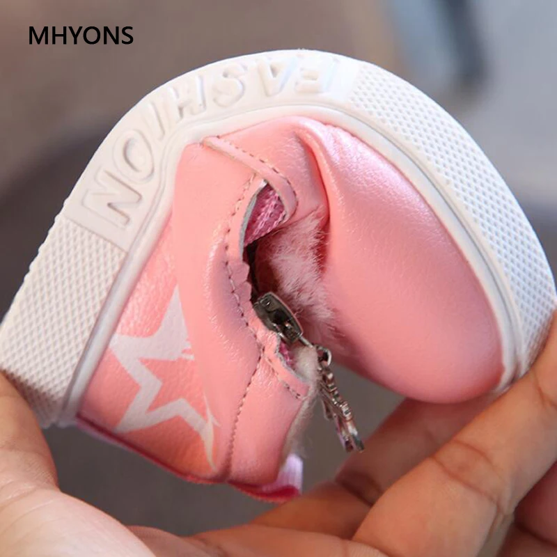 Симпатичные зимние детские ботинки MHYONS 2018 мягкие кроссовки осенние фетровые