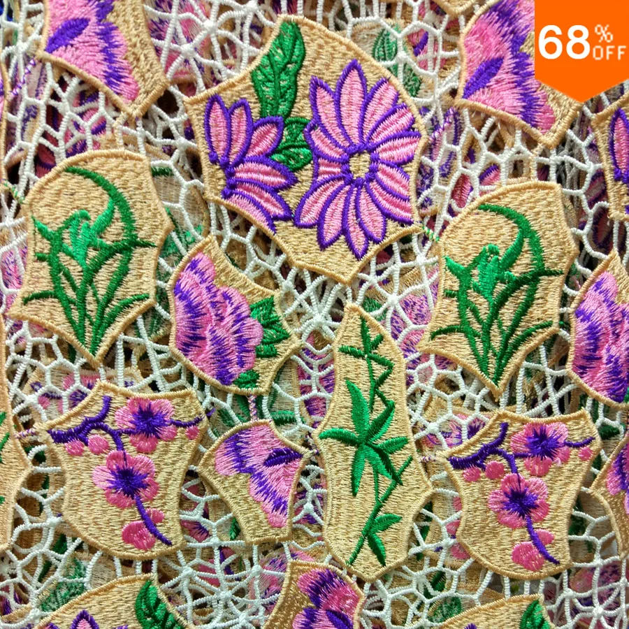 Паутина занавески простыня ткань цветная мультяшный остров embroid кружево зеленая