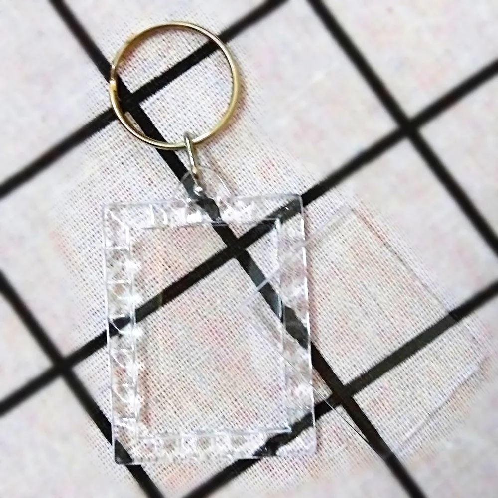 5pcs/lot Blank Acrylic Keychains Insert Photo plastic Keyrings Square Key Rectangle heart circular accessories | Украшения и