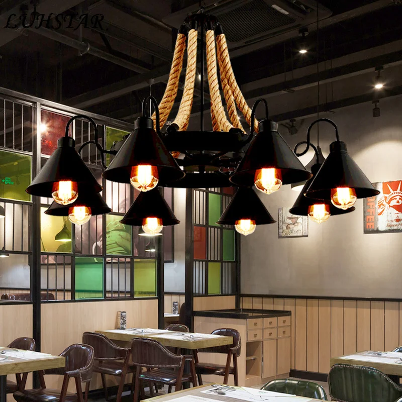 

American Country Retro Iron Chandeliers Lighting Restaurant Dining Room Living Room Industrial Vintage Chandelier Light fixtures