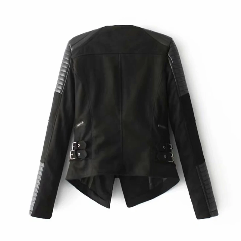 Новинка женские Куртки из искусственной кожи с двойным воротником 2019 шикарная
