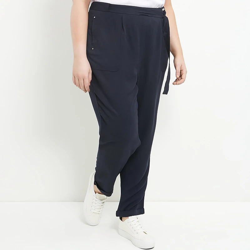 Плюс Размер! 2017 Весна Новая Мода Стильный Шнурок Талии Брюки Женские Случайные