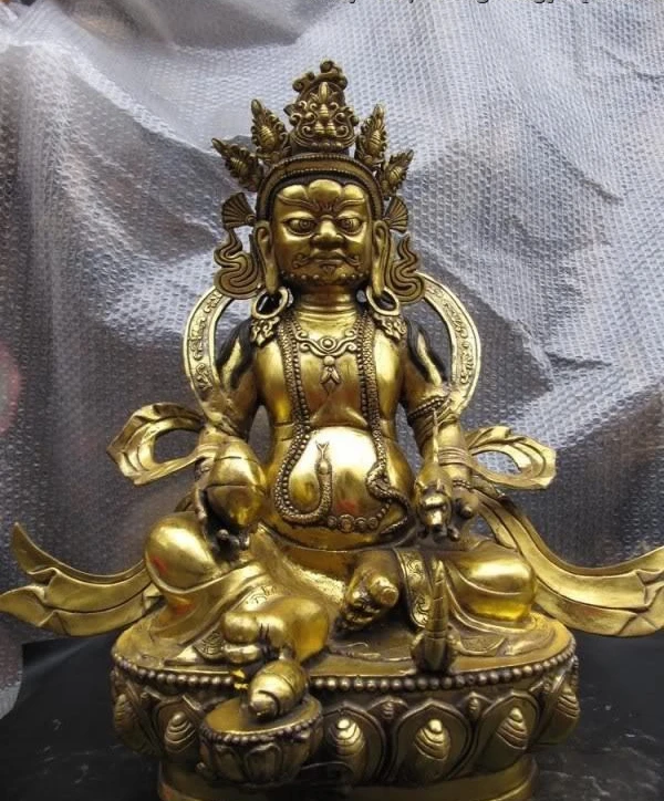 22 &quotТибет Буддизм Фейн Бронзовый Медь Gild желтый Jambhala король статуя Будды | Дом и