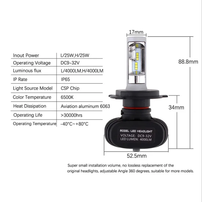 2 шт. 9005 HB3 9006 HB4 H11 H4 H7 Led H1 Автомобильная фара S1 50 Вт 8000LM 6500 к автомобильная лампа все