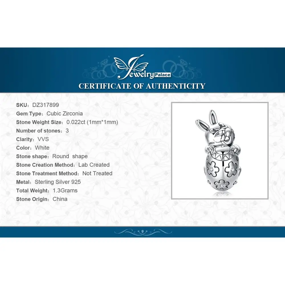 JewelryPalace 925 пробы серебро Пасхальный день яйцо кролик Шарм Бусины Fit Браслеты Лидер продаж для женщин DIY ювелирные изделия