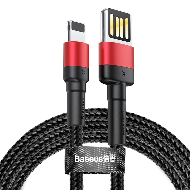 Черный Baseus 2.4A USB кабель обновленный Реверсивный кабель для быстрой зарядки для iPhone X Xs 8 7 iPad мини мобильный кабель для зарядки телефона шнур для передачи данных - Цвет: Черный