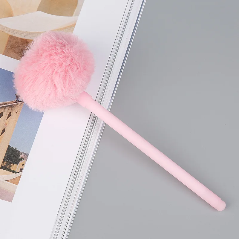 pink Корейский кавайный конфетный цвет плюшевая гелевая ручка 0,38 мм нейтральные ручки для девочек подарок канцелярские принадлежности Школьные принадлежности Papelaria Escolar - Цвет: pink