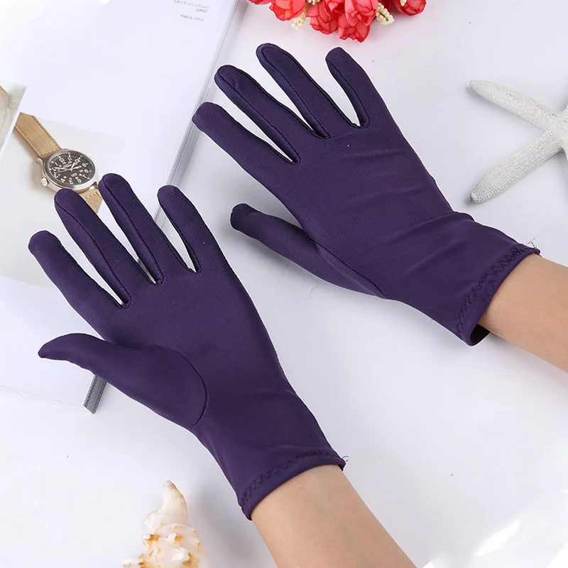 Purple Дешевые мужские однотонные белые перчатки для сцены, короткие перчатки для официанта, белые, черные, красные, серые, Бежевые мужские манеры, парадные перчатки для мужчин - Цвет: Purple