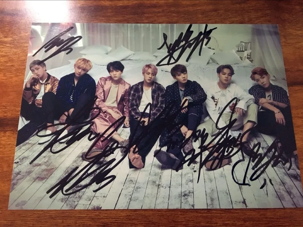 Ручная работа Bangtan Boys autographed Face Yourself group photo 5*7 Бесплатная доставка K POP 102018A|Открытки