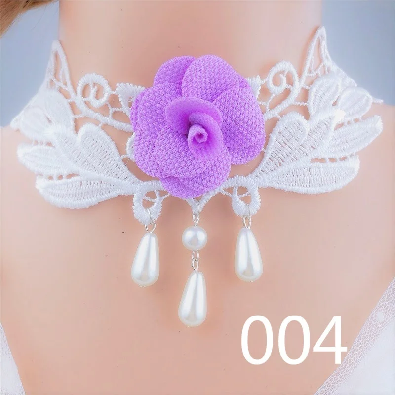 Женское подвесное ожерелье s Cute Ретро колье белое кружевное жемчужное с