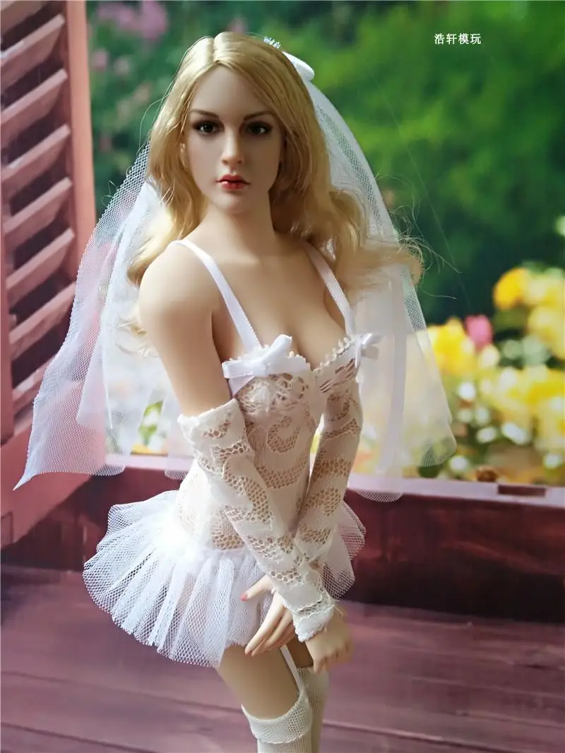 Красивое свадебное платье в белом масштабе 1/6 нижнее белье одежда для 12-дюймовой