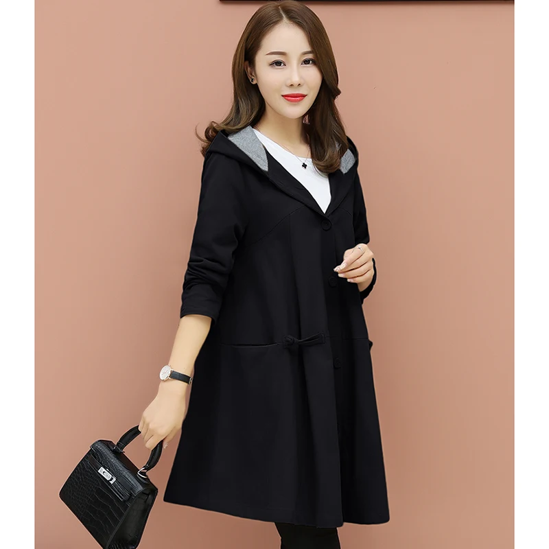 Женская куртка ветровка с капюшоном весна осень 2019 большой размер Свободный