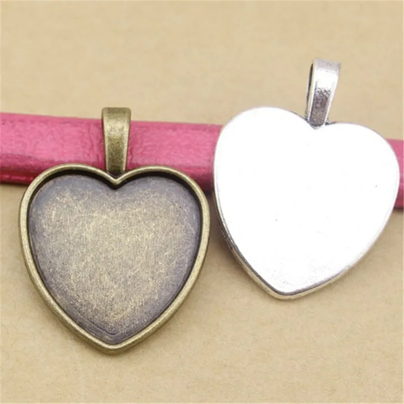 10 шт./лот основа для подвесок в виде сердца античном бронзовом серебристом цвете