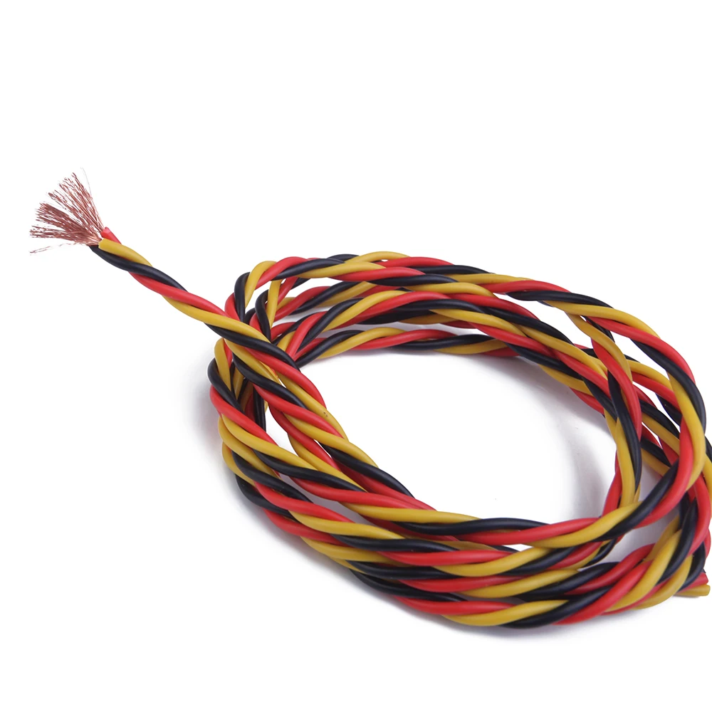 DIY 10 м JR черный/красный/желтый 22 # 22AWG Servo удлинитель/витой 3P кабель без разъема