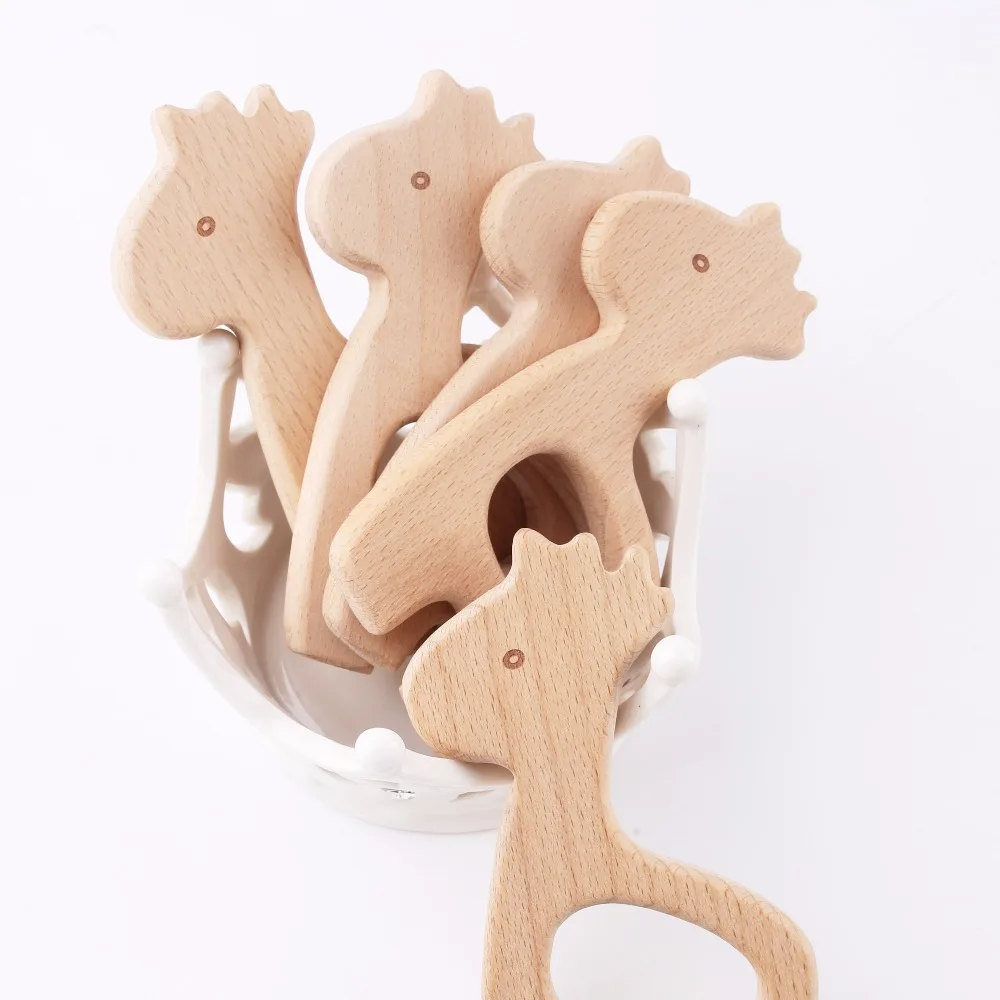 

1PC Wooden Teether Giraffe Wood Pendant Rodent Teething Toy DIY Nursing Necklace Pacifier Chain Bite Chew Gift Children Products