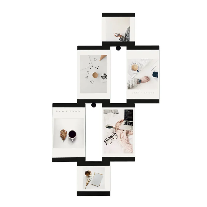 Black Мульти-рамка Фоторамки белые фоторамки домашний декор прозрачный многофункциональный КОЛЛАЖ ФОТОРАМКИ набор с присоской куб - Цвет: Black