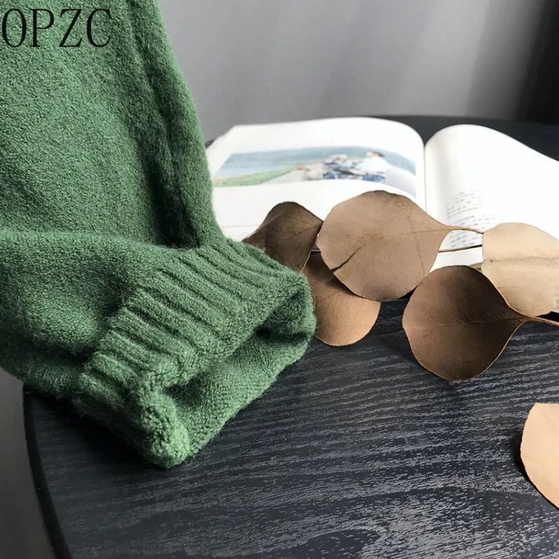 OPZC2018 Осень Новая осень не может быть меньше свитер! Lazy ~ Однотонный свитер с