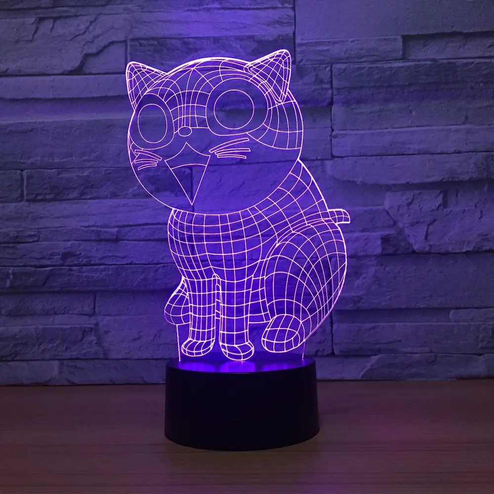 3d лампа с милым котом 7 цветов Светодиодные ночные лампы для детей сенсорный