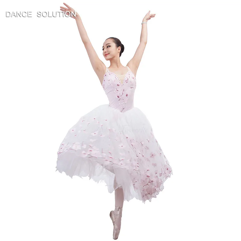 Романтическое балетное платье белое для девочек танцевальная одежда с