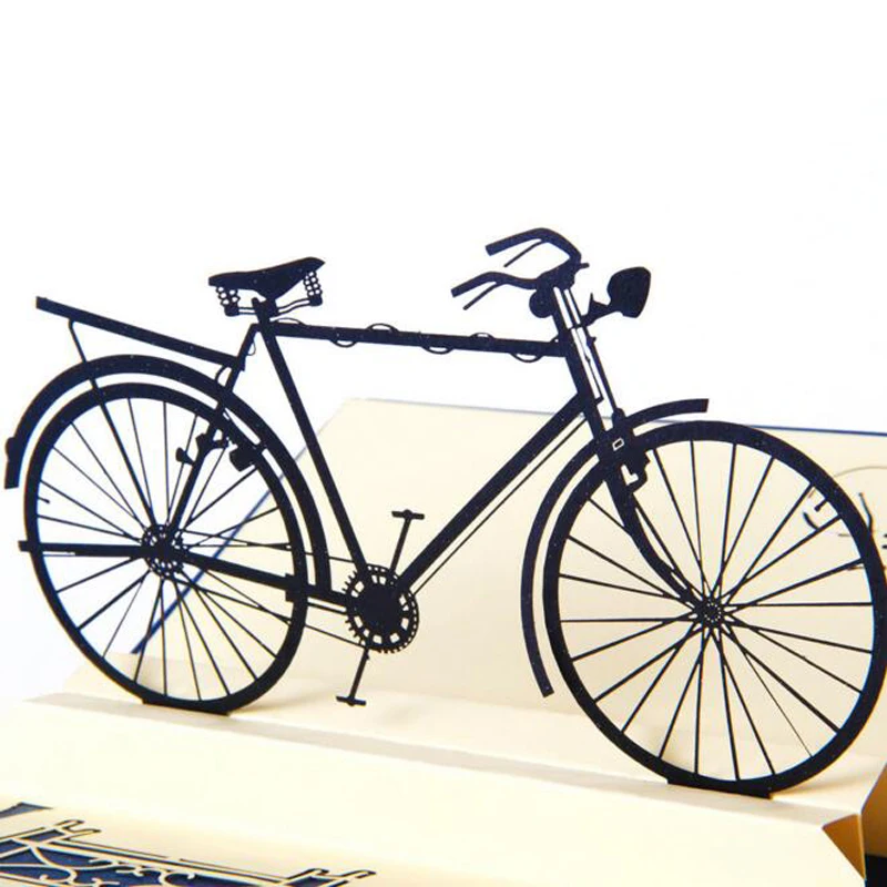 (10 шт./лот) поделки бумаги выскочить Винтаж велосипед поздравительная карта