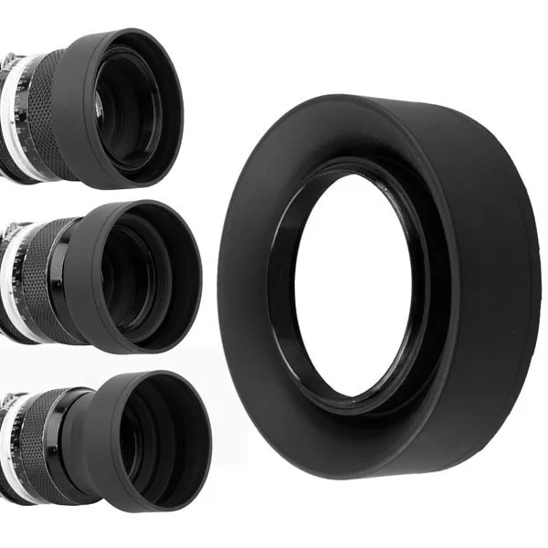 

10pcs/lot 49 52 55 58 62 67 72 77 82mm 3-Stage 3 in1 Collapsible Rubber Foldable Lens Hood DSIR Lens for all camera