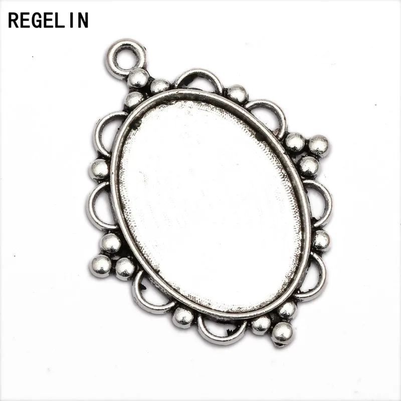 REGELIN античный серебряный металлический сплав Камея 10 шт. Цветок 18*25 мм Овальный