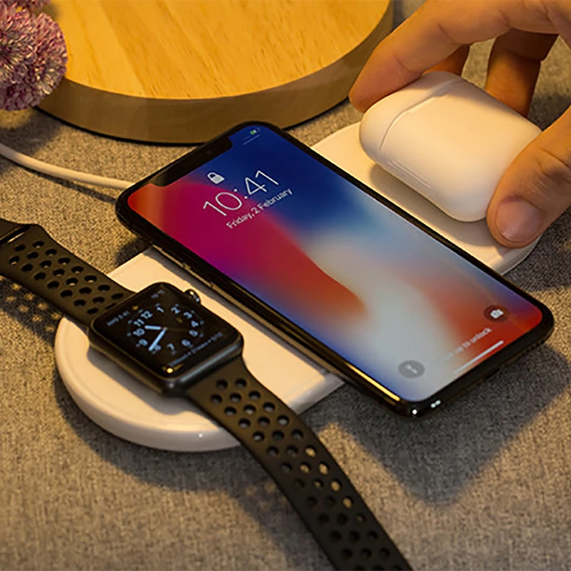 Беспроводная зарядная станция NYFundas для Apple watch 4 3 2 iwatch airpods iphone XS MAX XR X 8 plus