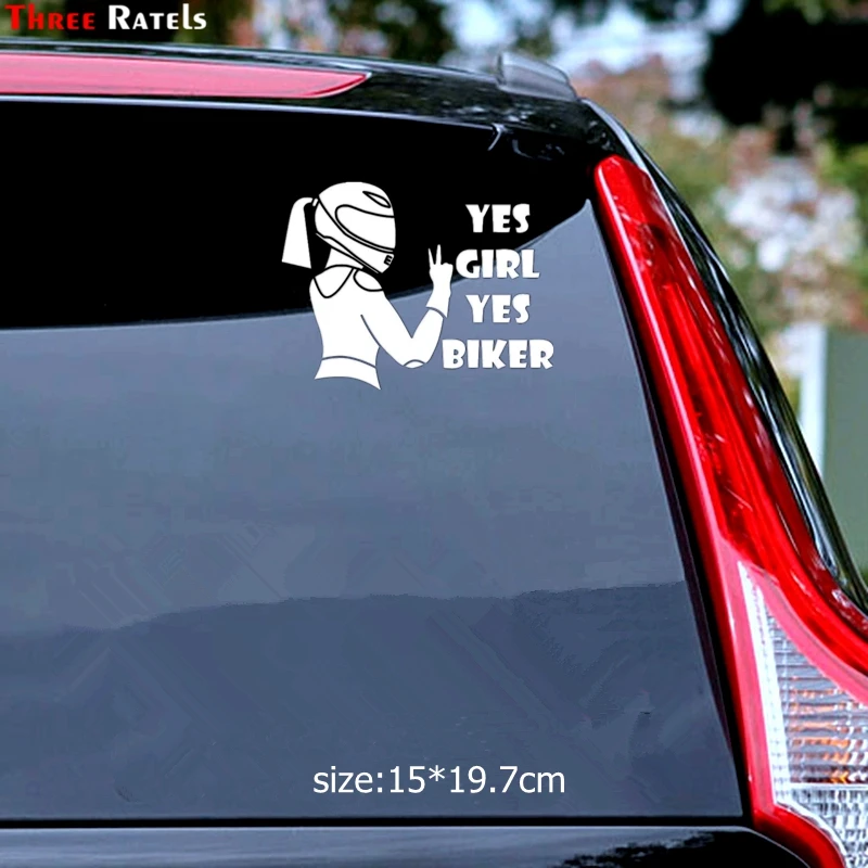 Three Ratels TZ 1428 15x19.7см Да девушка да байкер наклейки на авто машину автонаклейка