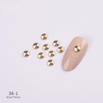 36-1 100 шт./лот, 3D легированные золотые наклейки для ногтей, спиральный узор, заклепки, шпильки, металлические аксессуары для маникюра, нейл-арта, сделай сам, украшения ногтей, амулеты - Цвет: 36-1