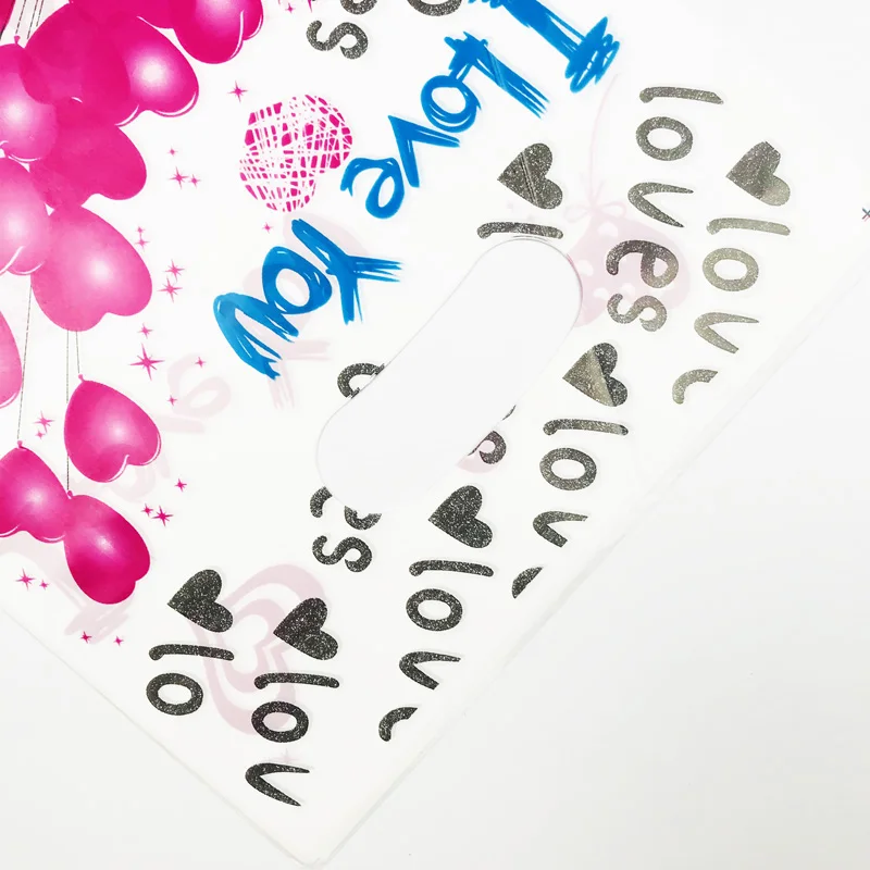 50 шт 20х30см черный I LOVE YOU в форме красного сердца Портативный пластиковый пакет