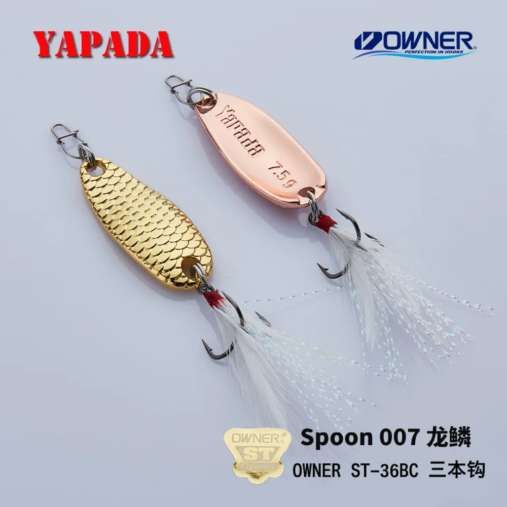 YAPADA ложка 007 Loong шкала владелец тройной крючок 10 г/15 г 43-50 мм многоцветный цинковый сплав рыболовные приманки бас металлическая ложка перо