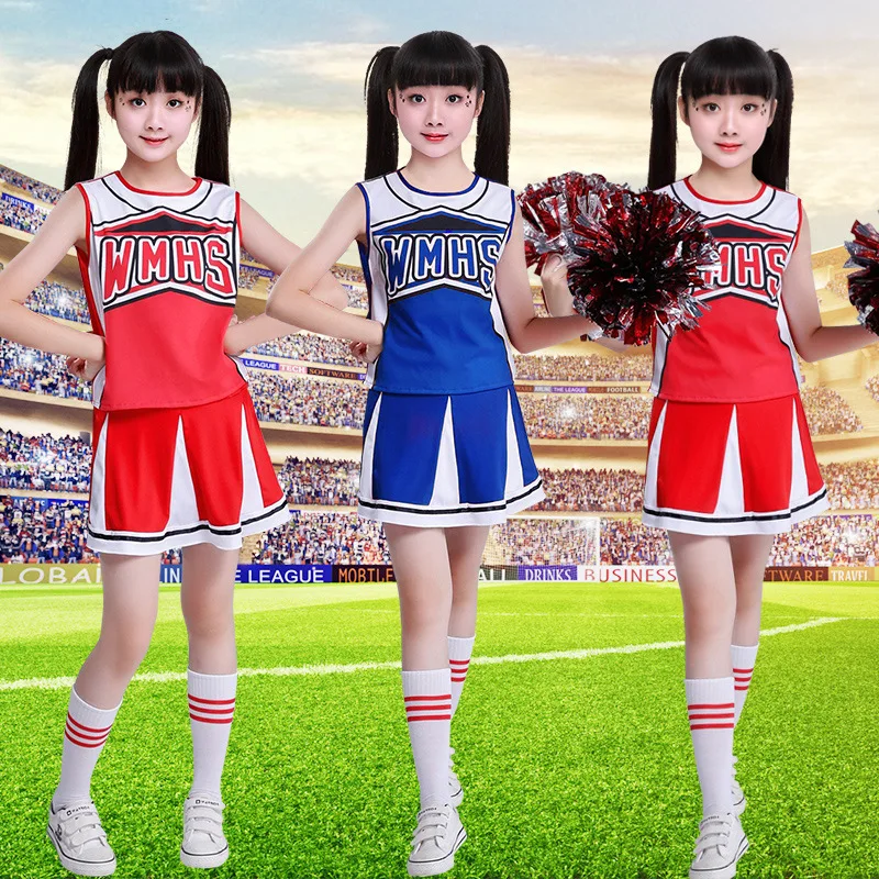Топ на бретельках детская юбочка 2 шт. новый костюм черлидера красный для
