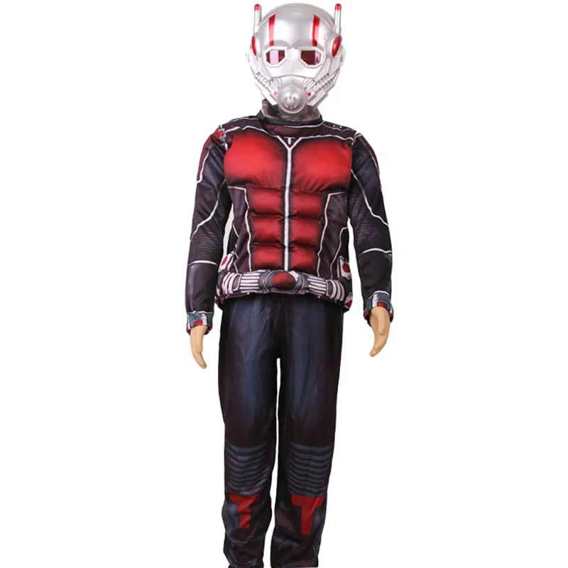 Child Deluxe Ant man Muscle Costume Boys Marvel New Superhero Cosplay Halloween Fancy Dress 3pcs Outfit For Kids LED Masks | Тематическая
