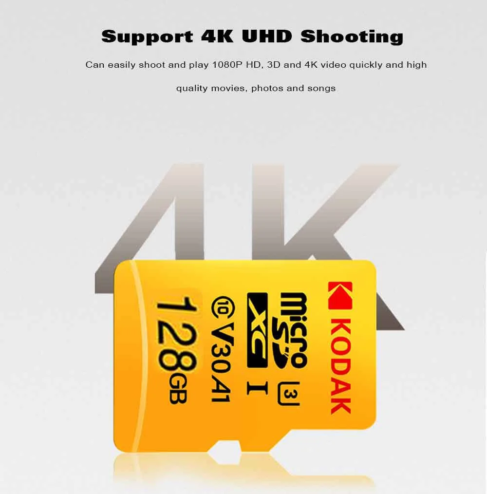 Карта флэш-памяти KODAK Micro SD 128 ГБ 256 ГБ 512 ГБ 32 ГБ 64 Гб U1 tf-карта 4K Class 10 tarjeta Micro SD карта U3 UHS-I 16 Гб microsd