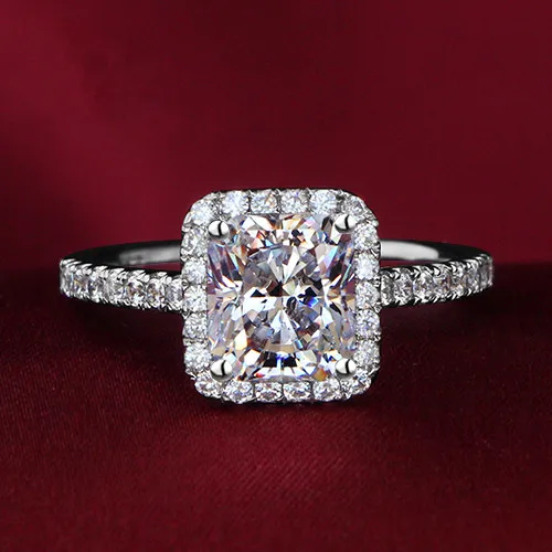 2 карат надежное синтетическое кольцо с бриллиантами из стерлингового серебра