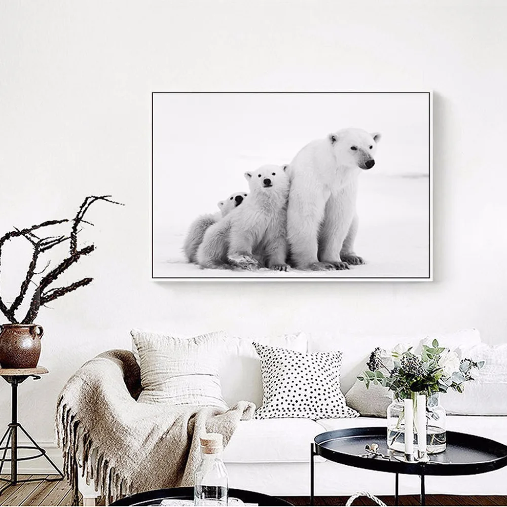 Полярный постер с изображением медведя и принтами милая Картина на холсте
