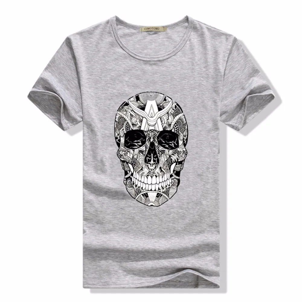 Футболка мужская с коротким рукавом модная Повседневная рубашка принтом черепа