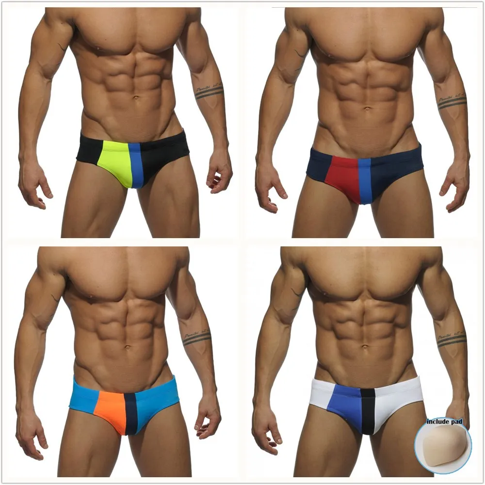 2018 Swimwear Men Swim Brief With Push Pad Sexy Swimsuit Waterproof Swimming Trunks For Bathing Shorts T0363 | Спорт и развлечения